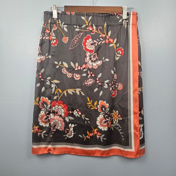 LOFT Floral Print Boho Midi Skirt Womens Small‎ Vintage style Elastic Waist - Picture 1 of 7